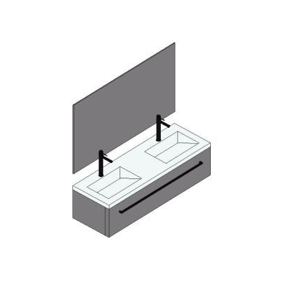 Double basin sink with modern mirror