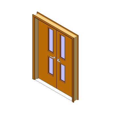 Double door with slim glass panels