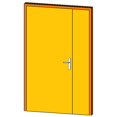 Three-panel door with detailed raised panel