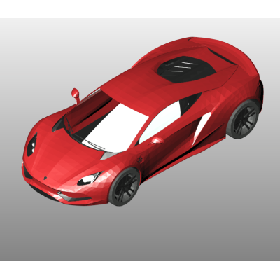 Detailed red sports car 3D model