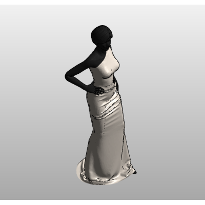 Woman figure in elegant evening gown