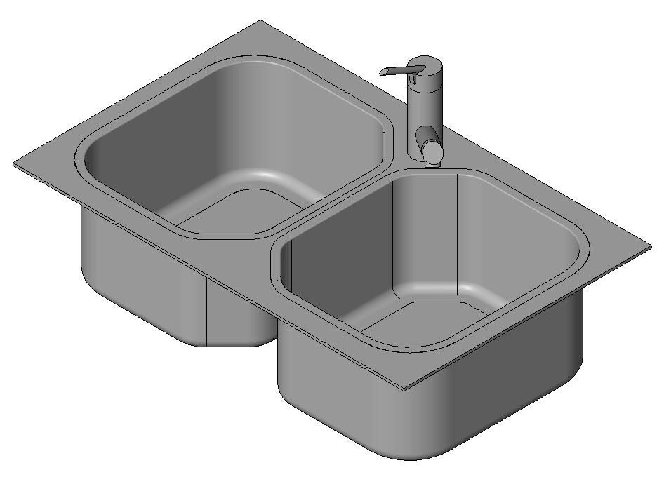 revit kitchen counter with single sink