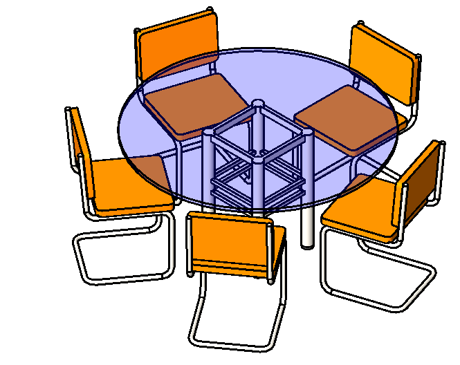 Round table with chairs - 01