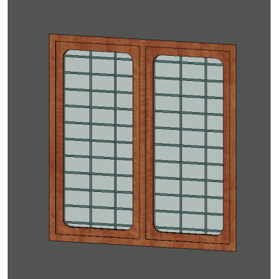 Kerala-Style Double Wooden Window Parametric
