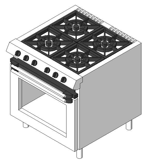 Gas stove with 4 burners