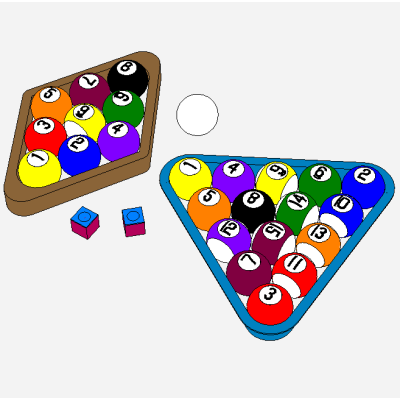 Billiard Balls Set with Triangle Rack and Chalk