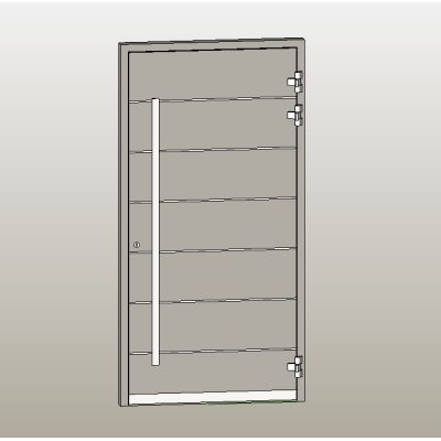 Aluminum panel door with modern handle
