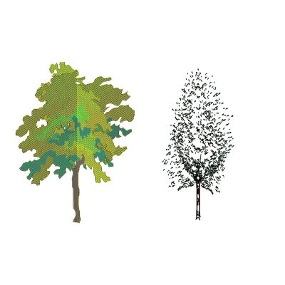 Deciduous tree with two detail levels
