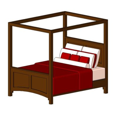 Four-poster bed with detailed trundle