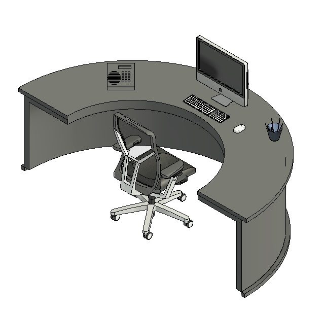 Curved Office Desk with Chair