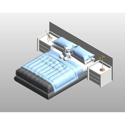 Modern Bed with Nightstands