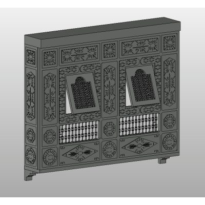 Mashrabiya facade screen with detailed design