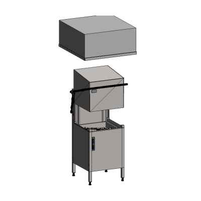 Hood-Type Dishwashing Machine with Vent