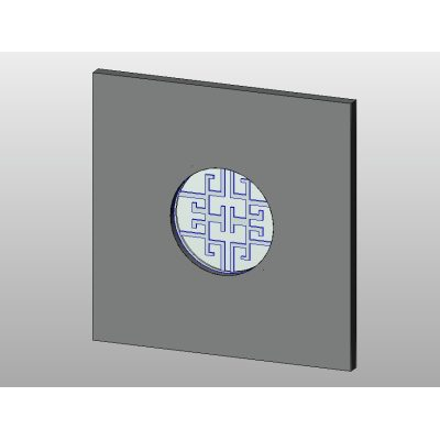 Door with modern circular glass insert