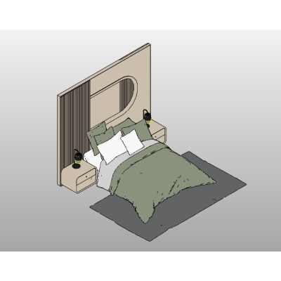 Double Headboard with Bed