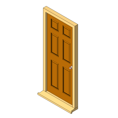 Wooden door with detailed five panels