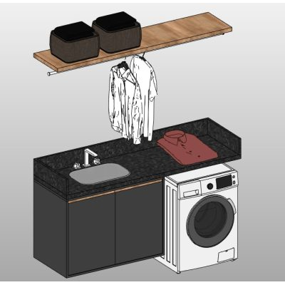 Laundry area with sink and washer