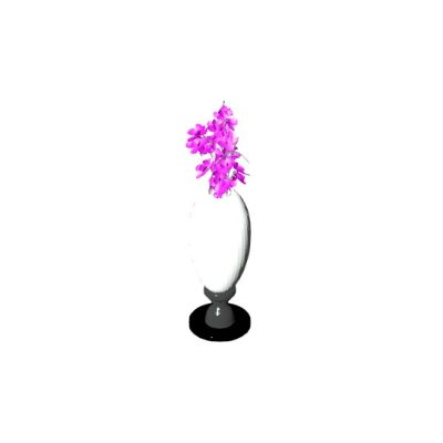 White Vase with Purple Flowers