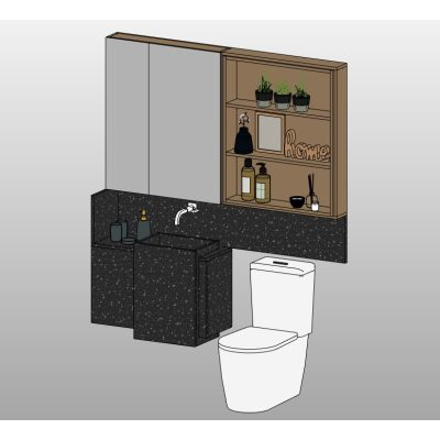 Bathroom set with vanity and toilet