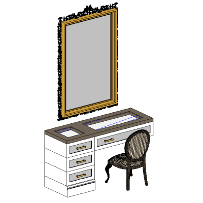 Vanity Table with Chair and Mirror