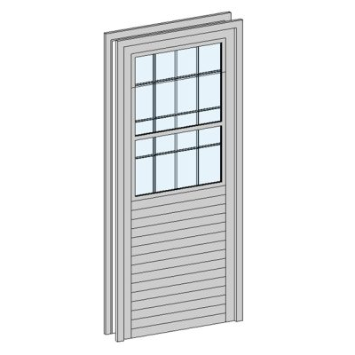 Single door with 16-pane upper window