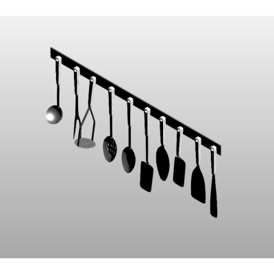 Kitchen tools rack with modern hanging rail