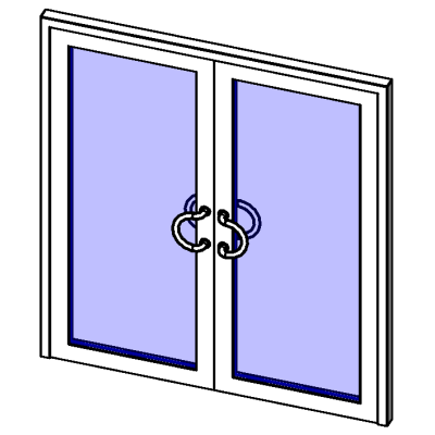 Double glass door with modern handles