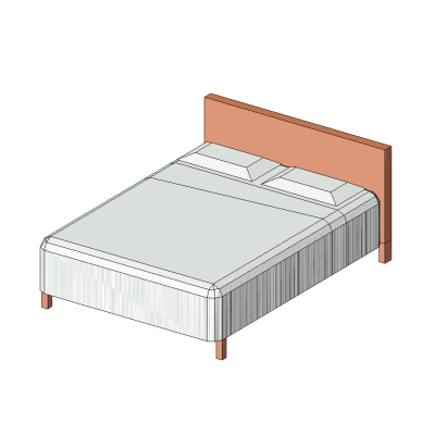 Simple Double Bed with Wooden Headboard