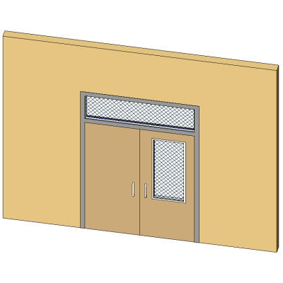 Asymmetric transom door with metal frame