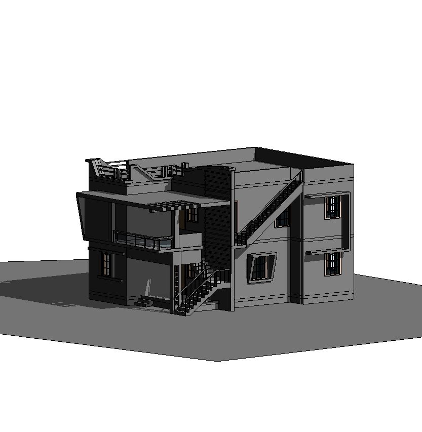 Two storey 3d model home in revit architecture