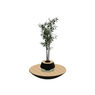 Circular planter with modern wood seat
