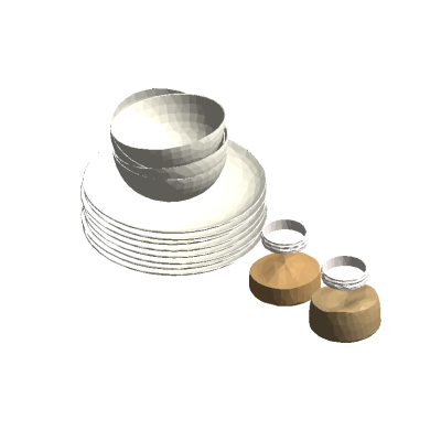 Stacked Plates and Glass Jars