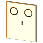 Double door with modern round oculus