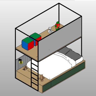 Kids Bunk Bed Set with Play Area