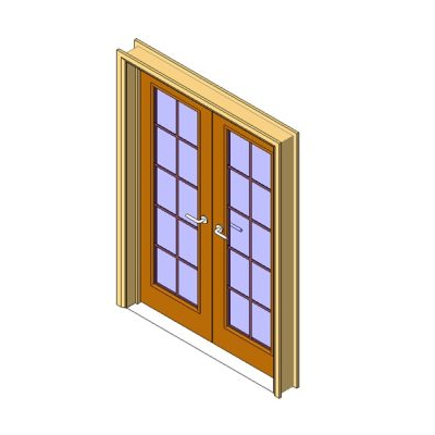Double glass door with divided panels