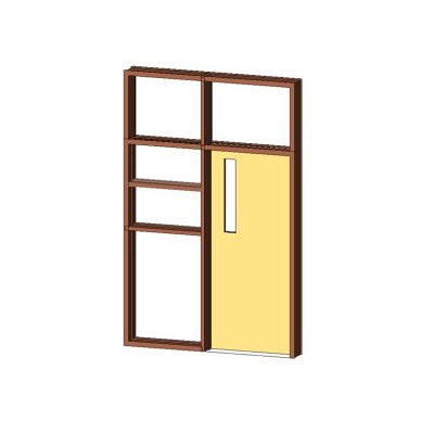 Entry door with modern sidelight and transom