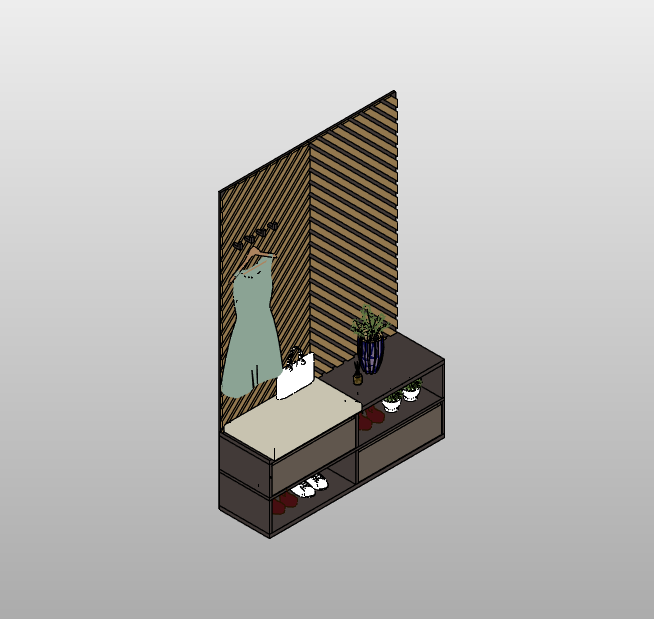 Hall Set With Coat Rack And Panel In Revit | Library Revit