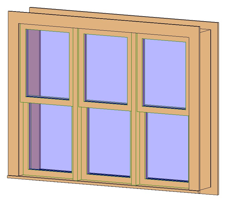 Double Hung Window - Triple with Trim 790