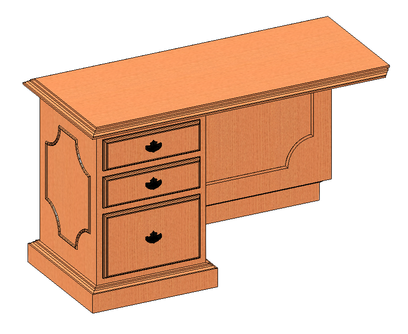 Desk 1252x508mm with 3 drawers