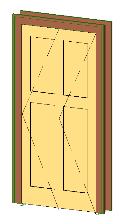 Int-Bifold door 2 wide-4 panel-Craftsman Casing 1733