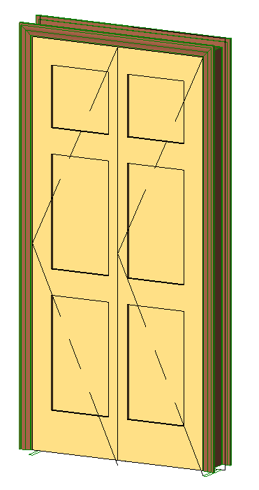 Int-Bifold door 2 wide-6 panel-Colonial Reg Casing 1734