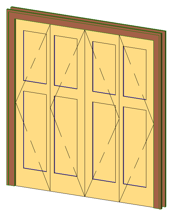 Int-Bifold door 4 wide-4 panel-Craftsman Casing 1735
