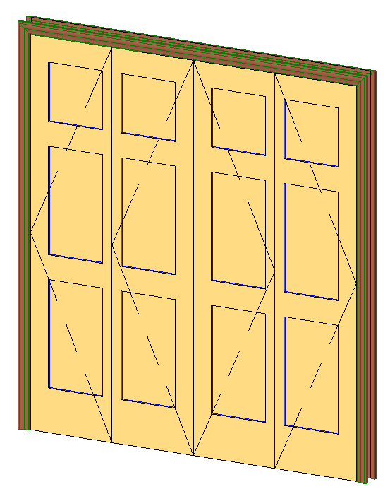 Int-Bifold door 4 wide-6 panel-Colonial Reg Casing 1736