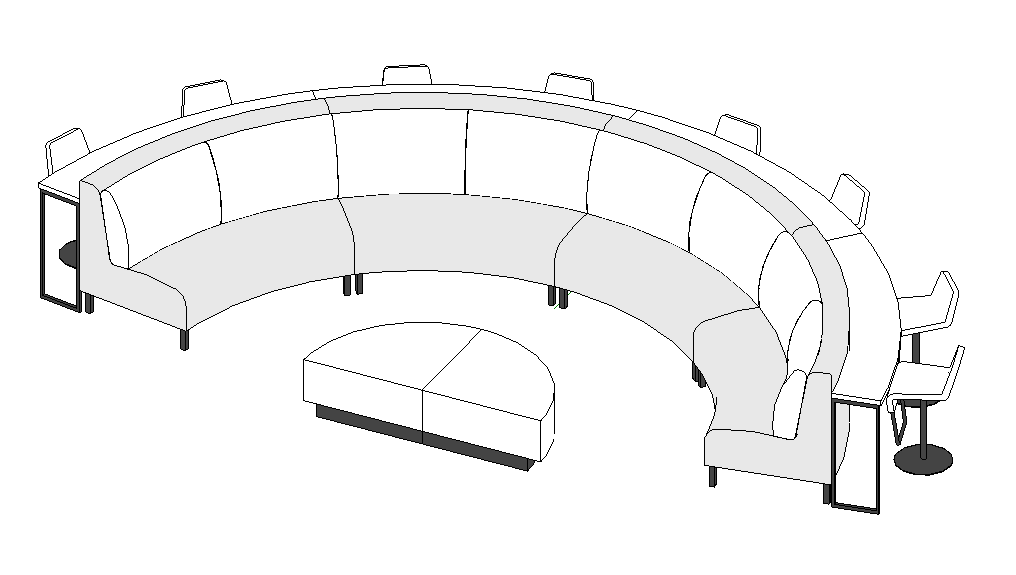 Medio Modular Circular Sofa with Dining Table Coffee Table and Entertainment Center