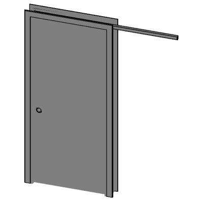 Sliding door with cladding - 1 Panel embedded in the wall