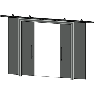 Sliding door with coating - 2 Panels with stainless steel track