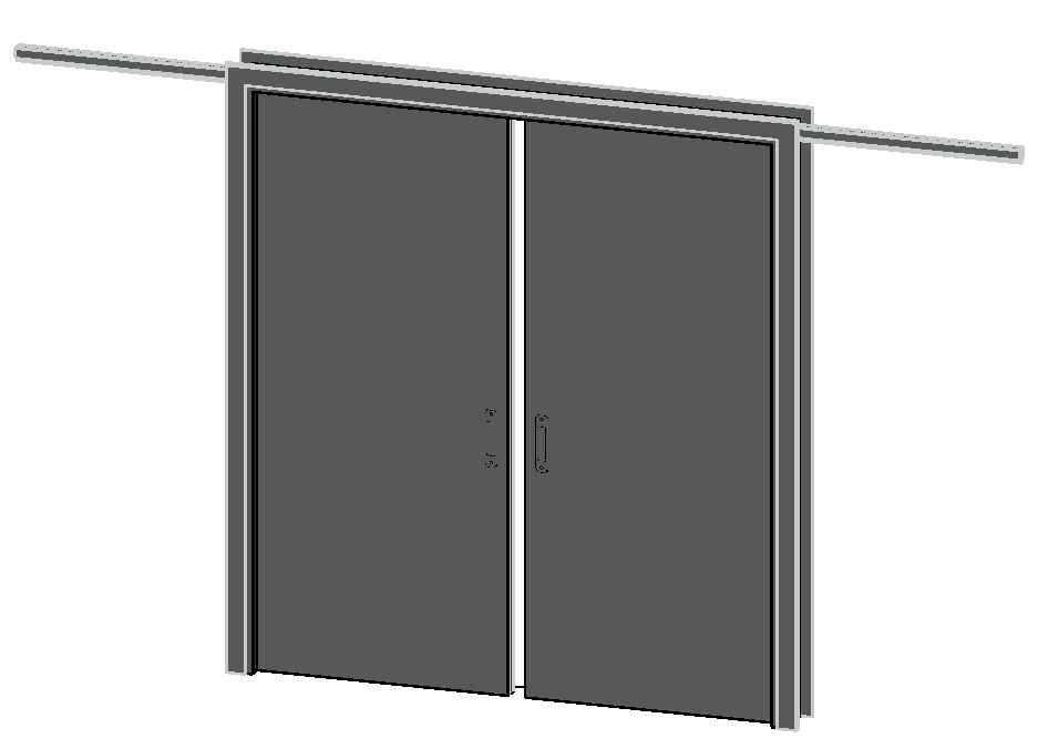 Sliding door with cladding - 2 Panels embedded in the wall