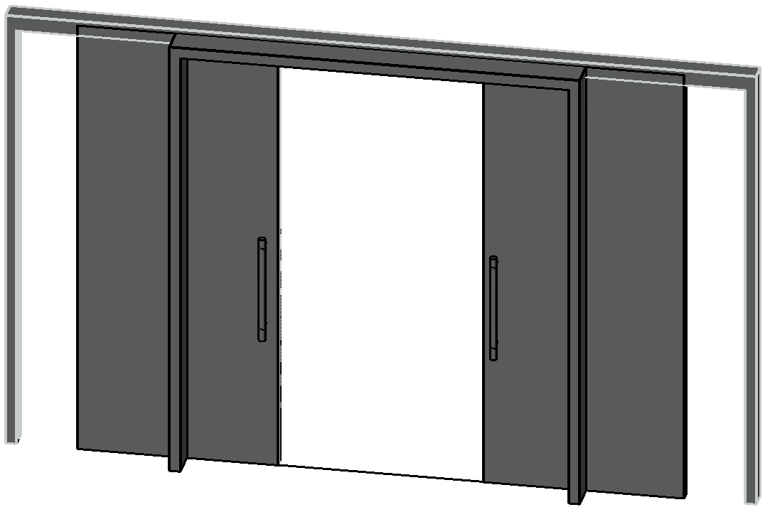 Uncoated sliding door - 2 Panels with panel