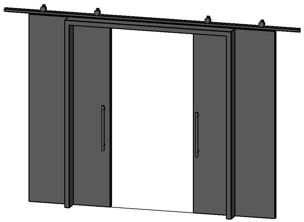 Uncoated sliding door - 2 Panels with stainless steel track