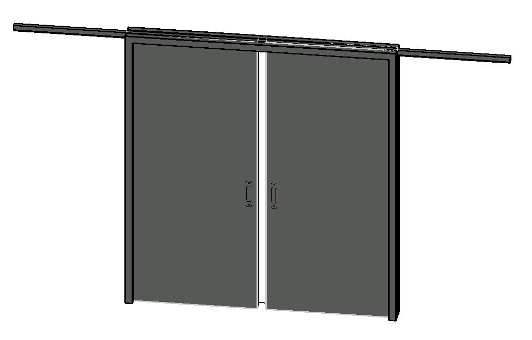 Uncoated sliding door - 2 Panels embedded in the wall